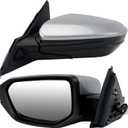 MOFOAP Driver Side Mirror Compatible With 2016 2017 2018 2019 2020 2021 Honda Civic Coupe Sedan Hatchback,Mirror with Power Glass,NonHeated,Manual Folding(Silvery)