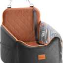 Dog Car Seat for Small Dog with Washable Mat, Memory Foam Booster Seat for Dogs Under 30lb, Elevated Pet Seat with Pockets, Anti-Slip Bed for Car, Perfect for Front & Back Seats with Safety Leash (Medium, Black/Brown)