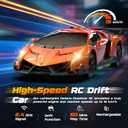 Lamborghini Remote Control Car Toy, Officially Licensed RC Drift Car 15Km/h with Underglow & Headlights, 1:24 Scale 2.4GHz, RC Gift Toy for Boys & Girls Ages 3-12 & Adults, Standard