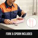 GORILLA GRIP BPA-Free Leakproof Bento Lunch Box for Women, Men, Kids, On-the-go Easy to Carry Handle, Microwave Safe Hot or Cold Food Container, Lid Includes Built-In Utensil Set, 1 Tier Style, Pink