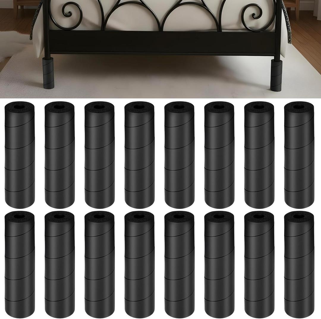 16 Pcs Bed Frame Toe Protectors 6" Bed Frame Leg Covers Feet Protectors to Keep Your Toes from Hard Furniture Legs Corner Guards, No Adhesive or Glue (Black)