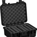 Condition 1 16" Medium Waterproof Hard Gun Case, Model 179, 4 Pistol Slots 12 Mags, TSA Approved Lockable Firearm Storage Case, IP67 Waterproof, Made in USA, 16"x13"x6.86" (Black)