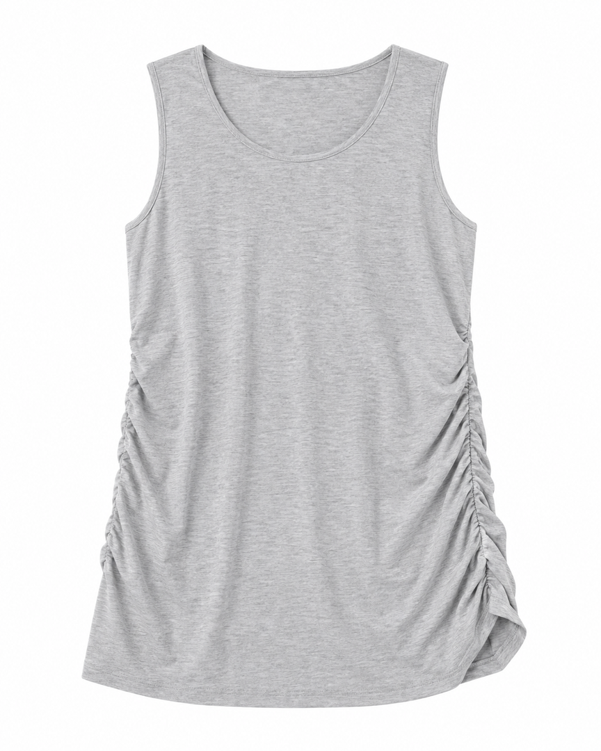 3-Pack Women’s Sleeveless Ruched Tunic Tops, XL, White/Black/Grey