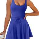 Caracilia Women's Tennis Mini Dresses Workout Built in Shorts Golf Athletic Sleeveless One Piece Summer Active Romper Dress (Royal Blue) X-Small