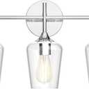 Ralbay Vintage 3 Light Vanity Light Fixture Industrial Chrome Bathroom Light Fixtures Over Mirror Clear Glass Chrome Vanity Light for Bathroom Wall Lighting Fixtures Over Mirror