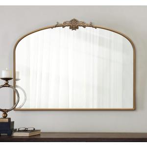 Arched Mirror, 40 x 30 Inch Gold Traditional Vintage Ornate Baroque Large Mirror Antique Style Wall Mounted Mirrors for Entryway, Fireplace, Living Room, Hallway, Bathroom (30"L x 40"W, Matt Gold)