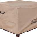 ULTCOVER Waterproof Patio Ottoman Cover Square Outdoor Side Table Furniture Covers Size 20L x 20W x 18H inch (Brown)