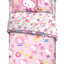 Jay Franco Sanrio Hello Kitty Twin Size Comforter Set - 4 Piece Red & Grey Bedding Includes Sheet Set & Pillow Covers - Super Soft Cozy Kawaii Bedding