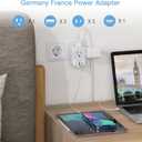 TESSAN 2 Pack Type E F Plug Adapter USB C, Germany France Power Adaptor with 3 USB Charger Ports, 4 AC Outlets Travel Plug for US to Europe EU Spain Iceland Korea Greece Russia German French