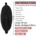 20 Inch Pre-Separated Springy Afro Twist Hair 8 Packs Spring Twist Hair For Distressed Soft Locs Natural Black Marley Twist Braiding Hair Synthetic Hair Extension For Black Women (8 Strands/Pack,1B#)