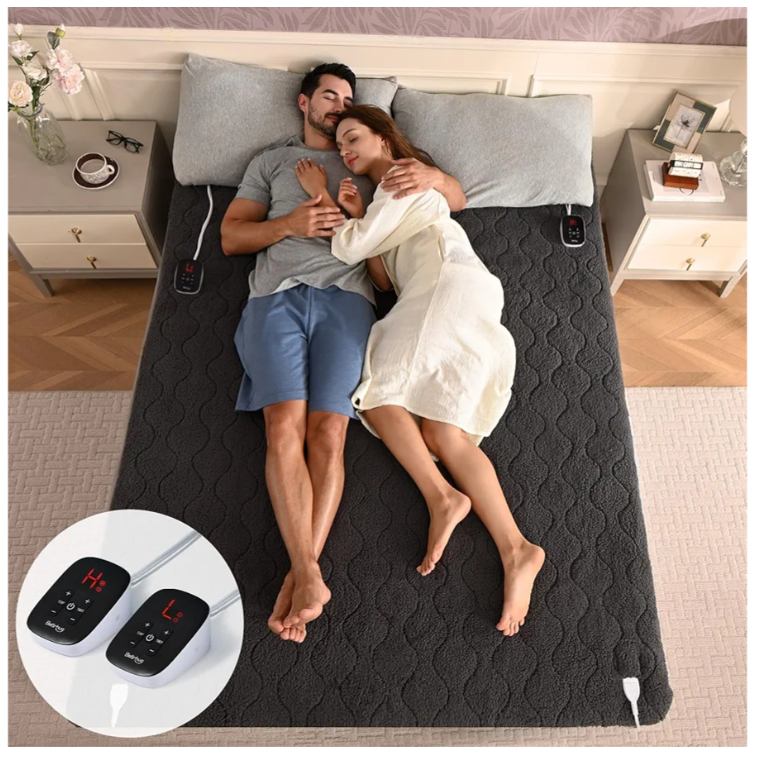 Bearhug Electric Heated Mattress Pads King Size Dual Controllers 78”×80” Waterproof Bed Warmer 21” Deep Pocket 10 Heat Settings 12-Hour Timer Machine Washable White