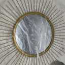 Large Gold Spoked Sunburst Wall Mirror Boho Home Decor Round Wall Art Mirror Modern Metal Mirrors for Wall Living Room Vanity Bathroom Bedroom Hallway Balcony Entryway 20"