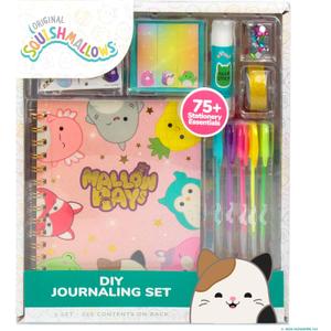 Squishmallows Original DIY Journaling Set, Journaling Kit with Gel Pens, Stickers, Sticky Notes, and Gems, Scrapbook for Kids, Cute Stationary Set, Notebook for Girls, Diary for Girls Ages 8-12