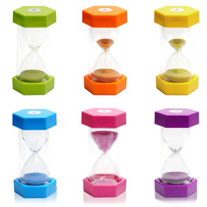 Sand Timer, Sand Timers Colorful 1/3/5/10/15/30 Minutes Sandglass Timer with Protective Cover for Classroom Home Office Cooking (Pack of 6) Multicolor