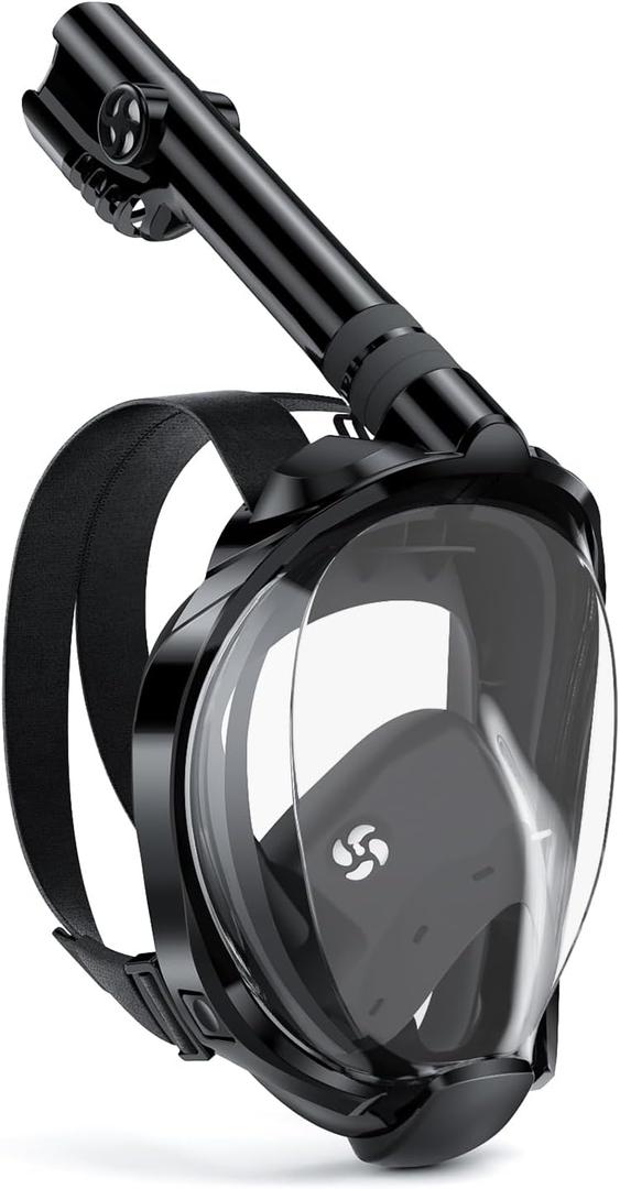 WSTOO Full Face Snorkel Mask, Dry Top Snorkeling Gear for Adults, 180 Panoramic Foldable Design with Camera Mount, Safe Mouth/Nose Breathing, Anti-Fog & Anti-Leak