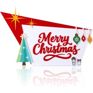 Yookeer Mid Century Modern Christmas Decorations Gifts 15.7 Inch Acrylic Merry Xmas Mcm Decoration for Table Desk Mantel Shelf for Women Holiday Indoor Home Decor