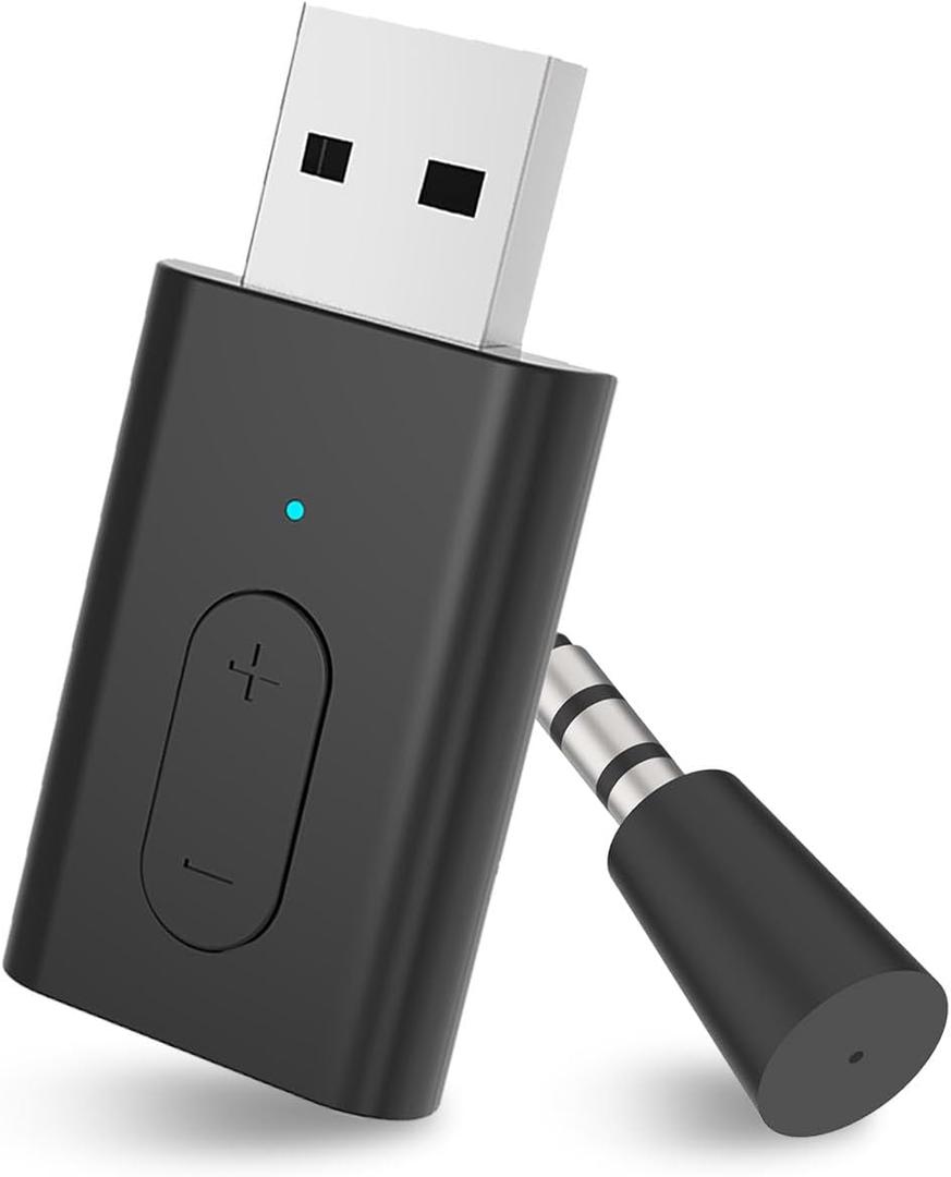 Bluetooth 5.3 Transmitter, APTX Adaptive APTX Low Latency Dual Device Connection,for PS5,PS4, Switch, PC, TV,Bluetooth Headphones (Plug Play)
