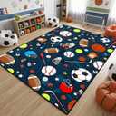 Sport Rug for Kids, Basketball Football Soccer Rug 4.5x6 ft, Sports Rugs for Boys Bedroom, Soft Play Floor Carpet