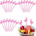 Boao 300 Pcs Flamingo Picks Flamingo Drink Stir Sticks 3.2 Inch Plastic Pink Toothpick Picks for Appetizer Drink Cake Dessert Food Fruit for Halloween Tropical Cocktail Party Decoration and Supplies