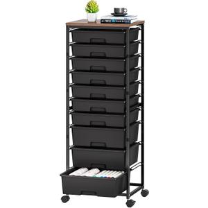 SYKIARIOL Rolling Storage Cart with 10 Drawers, Black