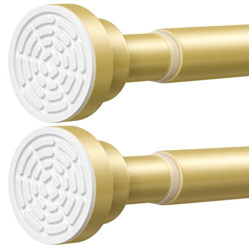 AIZESI Gold Tension Curtain Rod No Drilling 28-50Inch-2PCS,Spring Tension Rod Non-Slip,Bathroom Shower Rod Non-Rust,Adjusatable Tension Rod For Windows Doorway Curtains