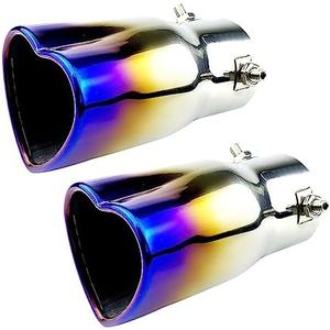 Car Exhaust Tip 2.5 inch Inlet, Universal Heart Shaped Exhaust Pipe Straight Muffler Tip Modification Tail Pipe Stainless Steel Tail Throat, Adjustable Thickened Pipe