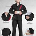 Fikazo Kids BJJ Gi | Brazilian Jiu Jitsu Uniform for Children Durable Pant & Jacket with Belt, One Size