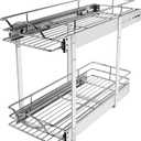 Sikarou Pull Out Cabinet Organizer 9" W x 21" D 2-Tier Individual Slide Out Drawer Pantry Shelf Storage for Kitchen Base Cabinet Organization for Kitchen, Bathroom, Pantry, Chrome