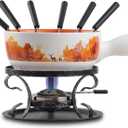 Artestia Swiss Fondue Set for Party - 2L Large Capacity Ceramic Fondue Pot Melting Cheese Chocolate, 6 Fondue Forks, Fondue Party, Wedding Gifts - Autumn Amble