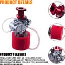 ORAEVY VM22 Racing Performance Carburetor Carb Mainfold Intake Pipe Air Filter Fit For Predator 212cc GX160 Honda GX200 CT200U 196cc KT196 Clones Go Kart Mini Bike Race Kart (Red)