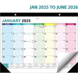 Calendar 2025-2026, 18 Monthly Large Desk Calendar, JAN. 2025 JUN. 2026, 22" x 17", Desktop Monthly Planner with Corner Protector, Large Ruled Blocks - Colorful Lump