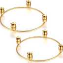 CHENGU 2 Pieces Advent Wreath Ring Candle Holder Christmas Ring Wreath Table Decoration Taper Metal Candle Holder for Christmas Advent Home Decor(Flower Shape)