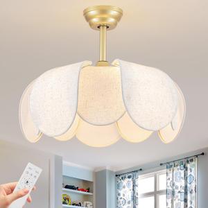 Boho Gold Chandelier Flower Ceiling Fan with Lights and Remote Control, Medium