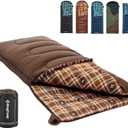 KingCamp Sleeping Bag for Adults, Cold Weather & Warm XL Big and Tall Flannel Sleeping Bags with Compression Sack Portable Waterproof Essentials Gear Accessories for Outdoor Camping (Left Zip, 75" x 33" | 5~39F COFFEE)