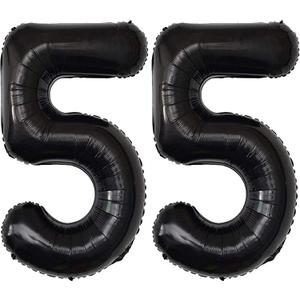 Jonhamwelbor 55 Number Balloons Black Big Giant Jumbo Number 55 Foil Mylar Balloons for 55th Birthday Party Supplies 55 Anniversary Events Decorations