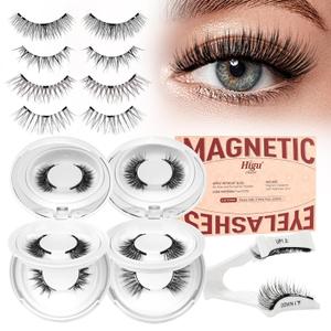 Higu clace Magnetic Eyelashes with Applicator 4 Pairs Magnetic Lashes Natural Look Wispy Magnet Lashes Easy to Wear and RemoveDJCX-A)