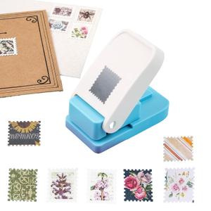 BAOFALI 1X0.8inch Rectangular Postage Stamp Punch, Scalloped Rectangle Lever Action Craft Punch for Paper Crafting Scrapbooking DIY Card Making Arts Crafts Supplies(Silver)