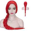 Long Red Braids Wig for Women 31inches Cowgirl Cosplay Wig Straight Middle Part No Bangs for Halloween Costume Party