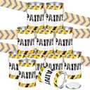 Reallnaive 12 Pcs Construction Themes Empty Paint Cans with Lids Art Paint Party Favors Supplies Decor Construction Birthday Decoration 3 x 5 Inch Clear Plastic Bucket for Treats Candy Craft DIY Decor