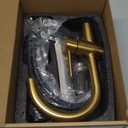 KENES Brushed Gold Single Handle Bathroom Faucets Modern Prep Wet Bar Sink Faucets Bathroom Sink Faucet with Drain Assembly & Deck Plate, Farmhouse RV Camper Outdoor Utility Faucet, KE-9005B-4 (Short)