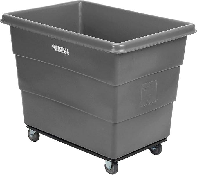 16 Bushel Plastic Bulk Box Truck, Steel Chassis Base, 1000 lbs. Capacity, 4" Non-Maring Rubber Casters, Gray, 42-3/5"L x 30" W x 35-3/5"H