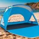 Beach Tent, Portable Sun Shelter for 2/3/4/6-8 Person with UPF 50+ UV Protection, Easy Setup Waterproof Beach Shade Canopy Cabana for Family Outdoor and Picnics, Fishing with Carrying Bag (Blue, Deluxe 6-Person)