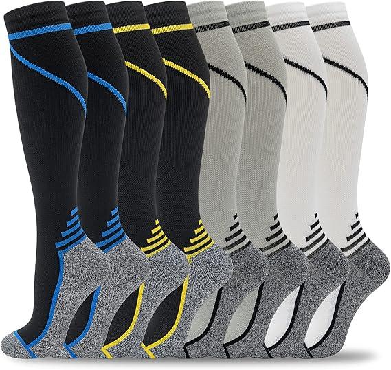Fenglaoda 8 Pairs Compression Socks for Men & Women 20-30 mmHg Knee High Nurse Pregnant Running Medical and Travel Athletic