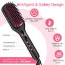 Enhanced Ceramic Hair Straightener Brush by MiroPure, 2-in-1 Ionic Straightening Brush with Anti-Scald Feature, Auto Temperature Lock & Auto-Off Function (Black)