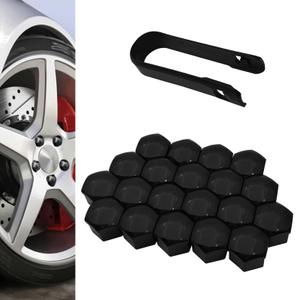 Zeathery 20 PCS Lug Nut Covers, Hexagonal Nut Rust and Dust Protector with Removal Tool, Tightly Fitting Anti-Theft Cap, Universal for Cars Tire Personalized Decorative Accessories (Black # 17 mm)