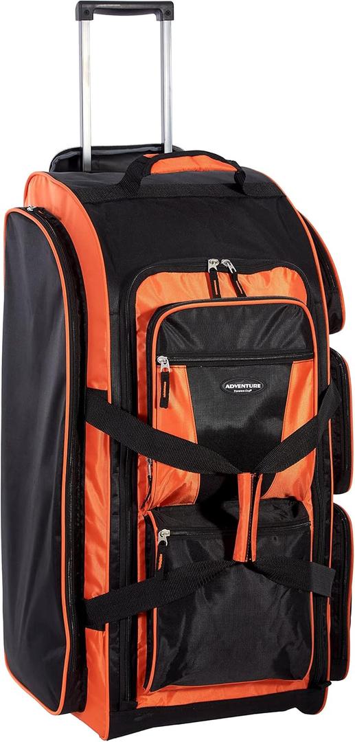 Travelers Club Xpedition 30 Inch Multi-Pocket Upright Rolling Duffel Bag (Bright Orange)