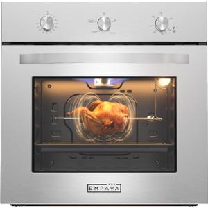 Empava 24 Inch Natural Gas Single Wall Oven in Stainless Steel, 5 Cooking Modes, Convection and Rotisserie Function, 2.3 Cu.ft, 13600 Btu/h