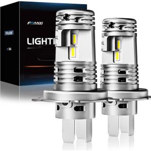 FRANXI H4 Bulbs, 9003 Fog Light Bulbs, Super Bright 6000K Cool White, 1:1 Size Design with Cooling Fan, HB2 Accessory Lights Plug and Play, Pack of 2