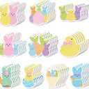 CJiangpo 60Pcs Easter Bunny Sticky Notes Pads, 1200 Sheets Colorful Candy Rabbit Self Stick Notepad Cute Chick Egg Memo Pad Page Marker for Kids Classroom Rewards Easter Party Favors Basket Stuffers