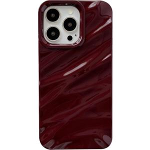 Caseative for iPhone 13 Pro Case, Wine Red | Water Ripple Pattern Curly Wave Shape Soft